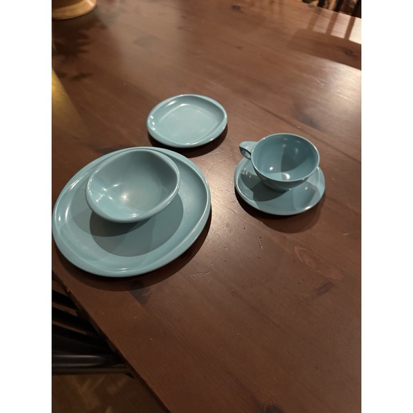 Boontonware Dinnerware Setting 5pc Place Setting‎ Vintage  "Belle" Turquoise - Picture 2 of 9
